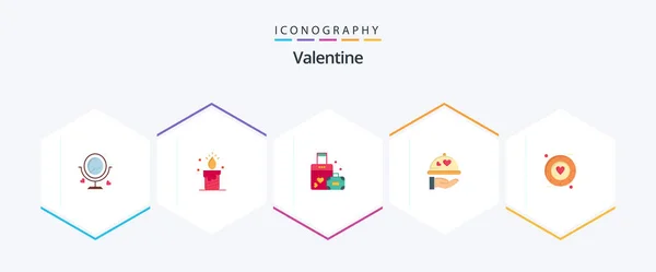 Valentine Flat Icon Pack Including Love Love Candle Day Valentine — Vetor de Stock