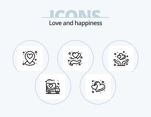 Love Line Icon Pack Icon Design Heart Rose Mobile Photo — Διανυσματικό Αρχείο