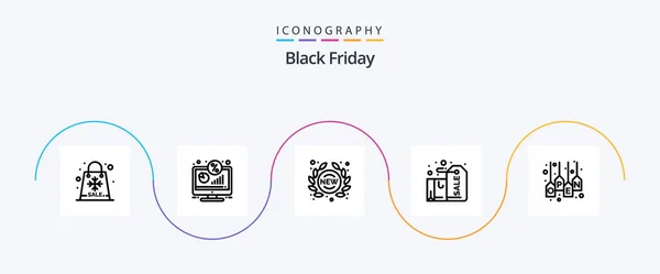 Black Friday Line Icon Pack Including Gift Badge Percentage Store — Stok Vektör
