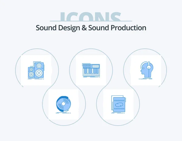Sound Design Sound Production Blue Icon Pack Icon Design Midi — Stok Vektör