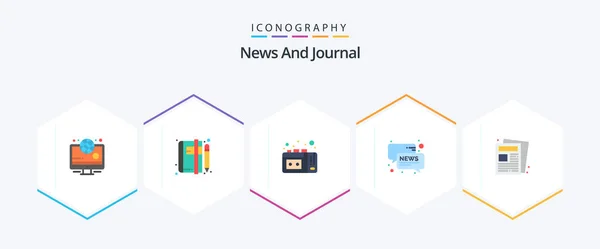 News Flat Icon Pack Including Paper News Tape Recording News — Stockvektor