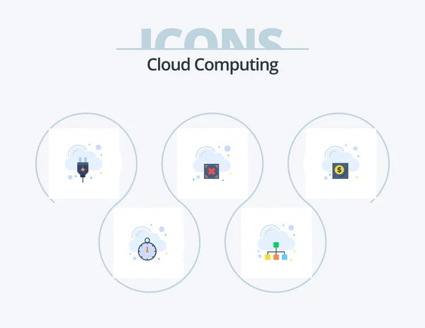 Cloud Computing Flat Icon Pack Icon Design Cloud Cross Cloud — Vetor de Stock