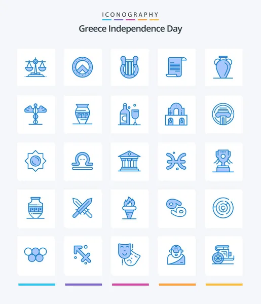 Creative Greece Independence Day Blue Icon Pack Nation Greece Harp — Vector de stock