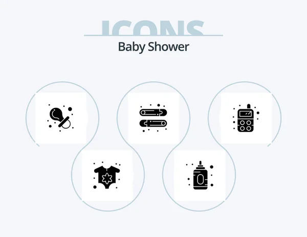 Baby Shower Glyph Icon Pack Icon Design Toy Dummy Radio — Stockvector