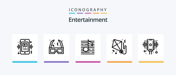 Entertainment Line Icon Pack Including Birthday Package Image Box Cinema — Image vectorielle