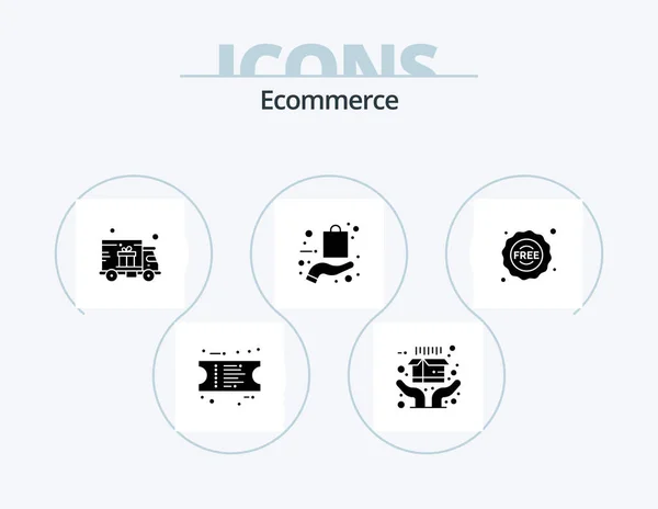 Ecommerce Glyph Icon Pack Icon Design Sticker Ecommerce Shipping Shopping — Vettoriale Stock