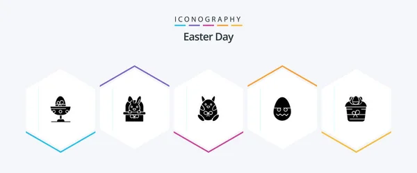 Easter Glyph Icon Pack Including Gift Easter Holiday Decoration Happy — Wektor stockowy
