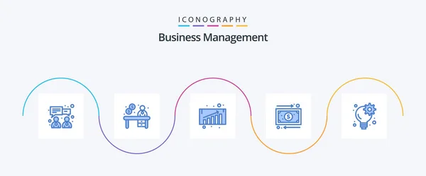 Business Management Blue Icon Pack Including Gear Business Chart Brainstorm — Stok Vektör