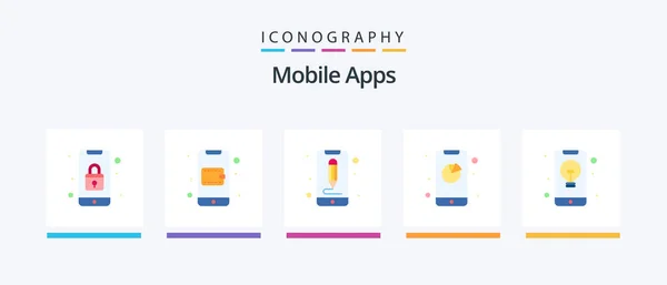 Mobile Apps Flat Icon Pack Including App App Wallet Analytics — Stockvector