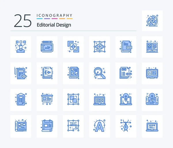 Editorial Design Blue Color Icon Pack Including Creative Look Difference — Stockvector