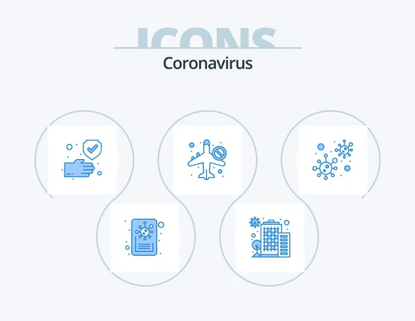 Coronavirus Blue Icon Pack Icon Design Coronavirus Allow Clean Banned — Stockvektor