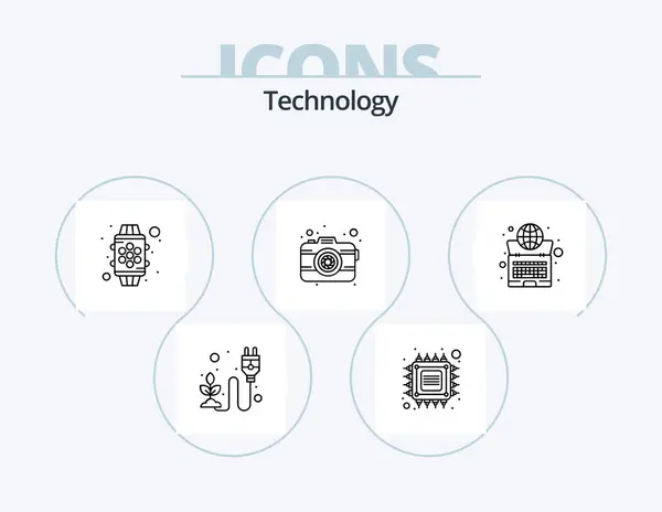 Technology Line Icon Pack Icon Design Plant Energy Laptop Electricity — Image vectorielle