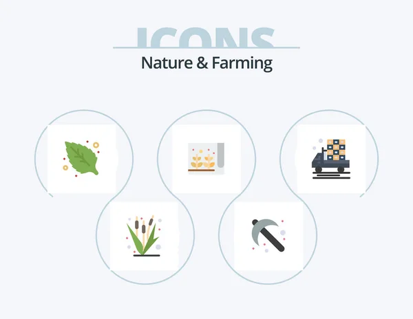 Nature Farming Flat Icon Pack Icon Design Farm Small Tool —  Vetores de Stock