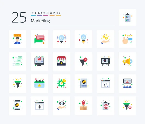 Marketing Flat Color Icon Pack Including Money Hand Business Light — Διανυσματικό Αρχείο