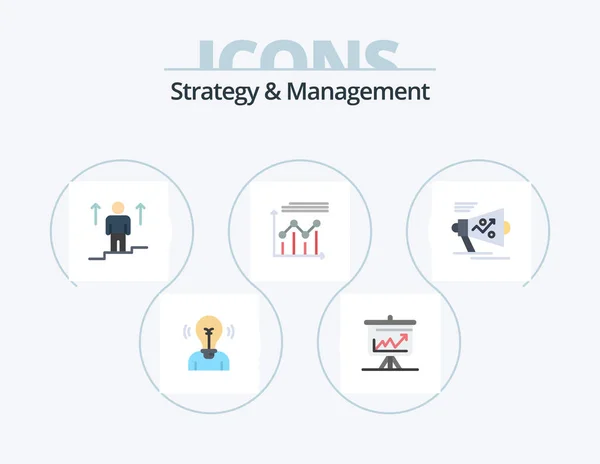Strategy Management Flat Icon Pack Icon Design Graph Analytics Board — Archivo Imágenes Vectoriales