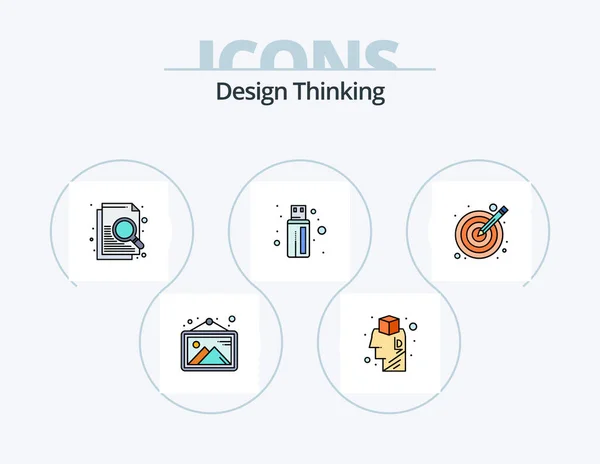 Design Thinking Line Filled Icon Pack Icon Design Mind File — Stockový vektor