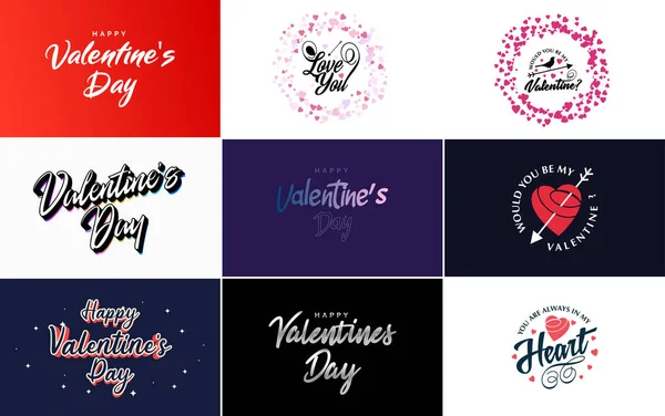 Happy Valentine's Day typography poster with handwritten calligraphy text. isolated on white background vector illustration