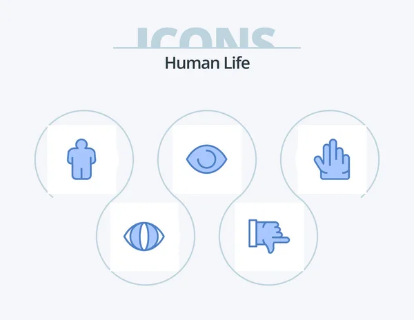 Human Blue Icon Pack Icon Design Three User Hand Vision — Vettoriale Stock