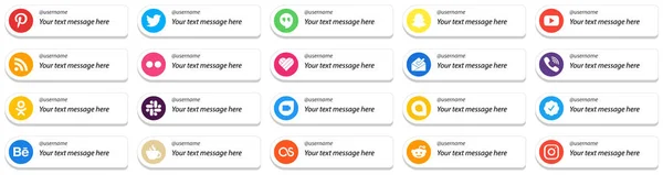 Social Media Platform Card Style Follow Icons Customizable Message Slack — Wektor stockowy