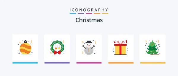 Christmas Flat Icon Pack Including Tree Gift Christmas Christmas Gingerbread — Stock vektor