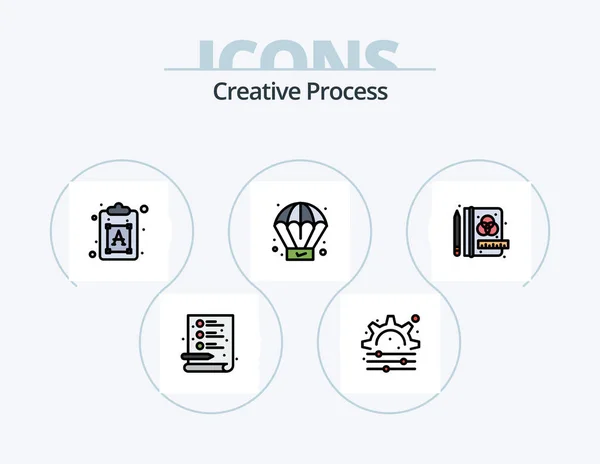 Creative Process Line Filled Icon Pack Icon Design Camera File — Wektor stockowy