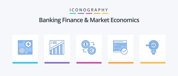 Banking Finance Market Economics Blue Icon Pack Including Finance Dollar — Stock vektor