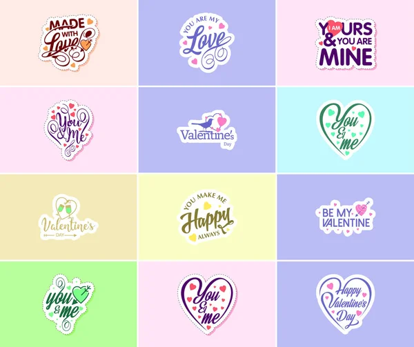 Saying Love You Valentine Day Typography Graphics Stickers — Stok Vektör