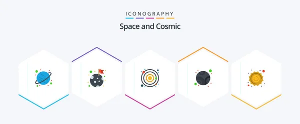 Space Flat Icon Pack Including Space Astronomy Planet Sun Planet — Vector de stock