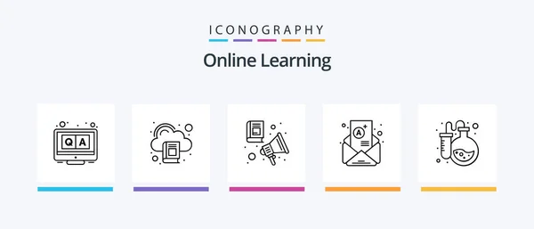 Online Learning Line Icon Pack Including Study Knowledge Study Education — 图库矢量图片