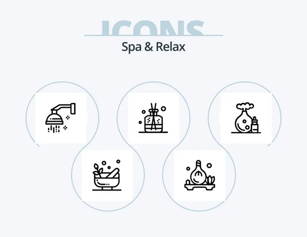 Spa Relax Line Icon Pack Icon Design Face Aroma Care — Διανυσματικό Αρχείο