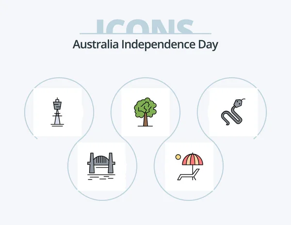 Australia Independence Day Line Filled Icon Pack Icon Design Country — Stock vektor
