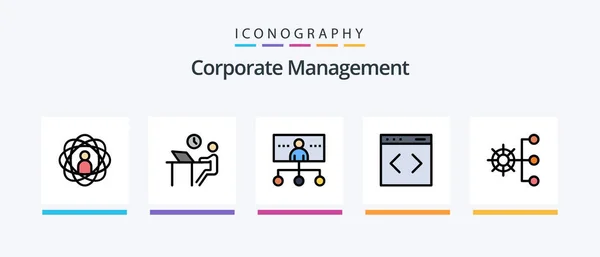 Corporate Management Line Filled Icon Pack Including Person Abilities Graph — Image vectorielle