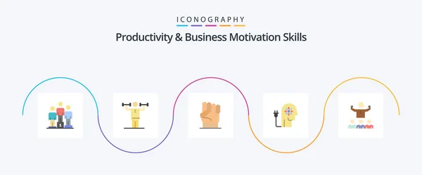 Productivity Business Motivation Skills Flat Icon Pack Including Knowledge Ability — Stock Vector