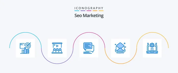 Seo Marketing Blue Icon Pack Including Email Mail Team Bubble — Stock vektor