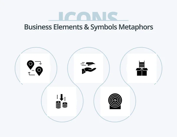 Business Elements Symbols Metaphors Glyph Icon Pack Icon Design Box — Vetor de Stock