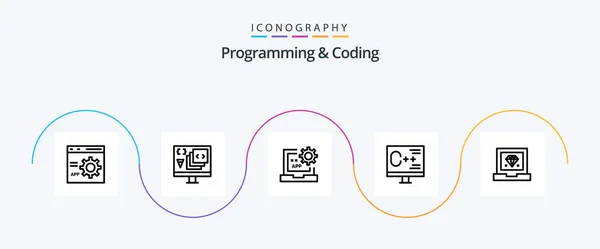 Programming Coding Line Icon Pack Including Development Coding Development Programming — Archivo Imágenes Vectoriales