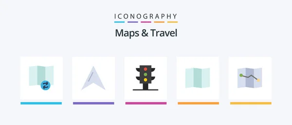 Maps Travel Flat Icon Pack Including Transport Point Creative Icons — Stock Vector