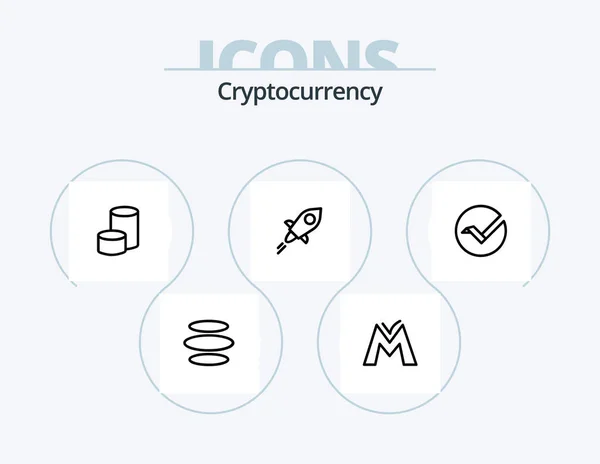 Cryptocurrency Line Icon Pack Icon Design Coin Lbry Credits Omni — Stockový vektor
