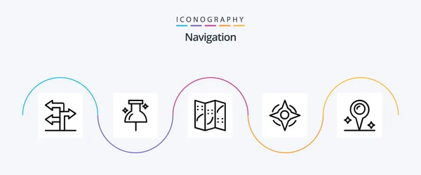 Navigation Line Icon Pack Including Location Marker Map — Wektor stockowy