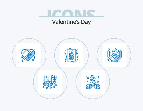Valentines Day Blue Icon Pack Icon Design Hands Present Cover — Stock Vector