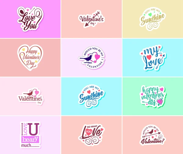 Valentine Day Sticker Time Love Beautiful Graphic Design — Stok Vektör