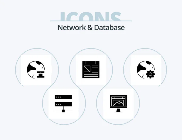 Network Database Glyph Icon Pack Icon Design Page App Image — Stockový vektor