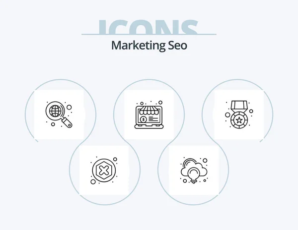 Marketing Seo Line Icon Pack Icon Design Crown Schedule Money — Stockový vektor