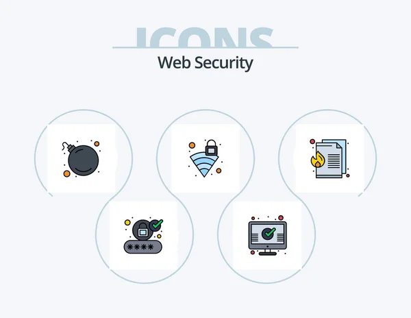Web Security Line Filled Icon Pack Icon Design Screen Protection — Stock vektor