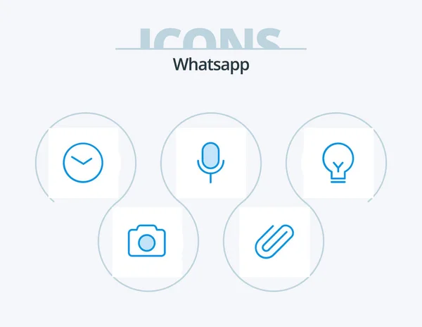 Whatsapp Blue Icon Pack Icon Design Bulb Basic Basic Mic — Stockový vektor