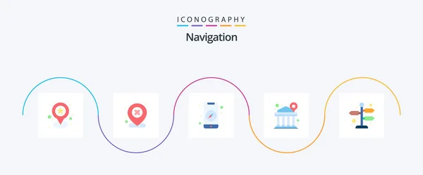 Navigation Flat Icon Pack Including Directions Direction Arrows Finance — Wektor stockowy