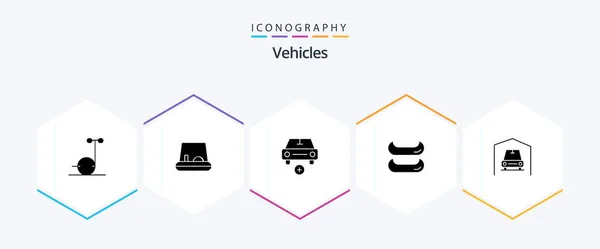 Vehicles Glyph Icon Pack Including Car Garage — Stock vektor
