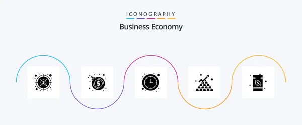 Economy Glyph Icon Pack Including Dollar Business Money Gold — Vetor de Stock