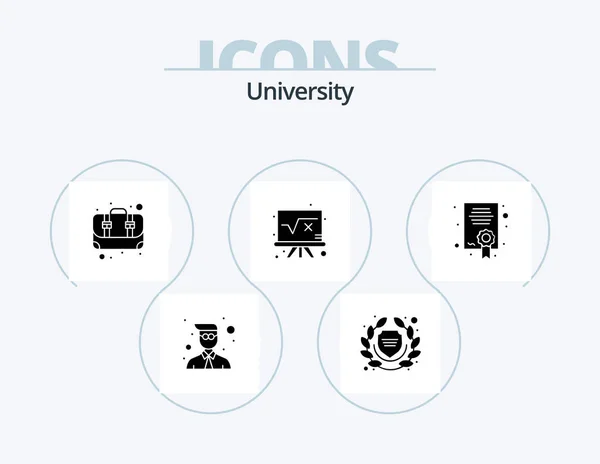 University Glyph Icon Pack Icon Design Degree Formula Box Education — Stockvector