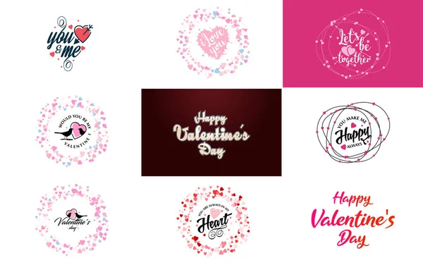 Happy Valentine Day Typography Poster Handwritten Calligraphy Text Isolated White — Stock Vector
